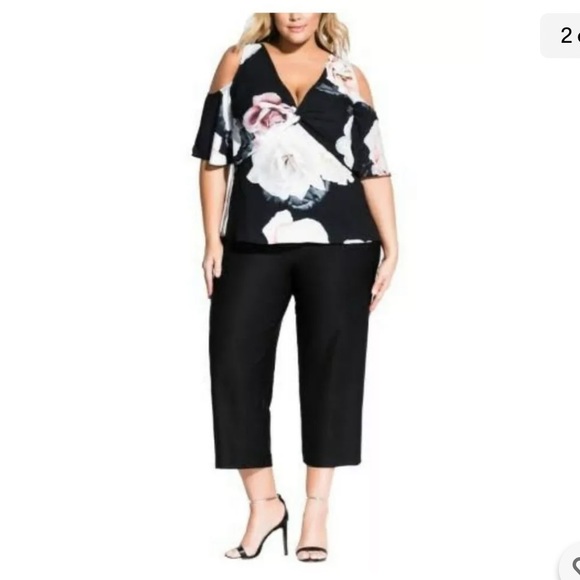 City Chic Floral Cold Shoulder Blouse - Picture 3 of 12